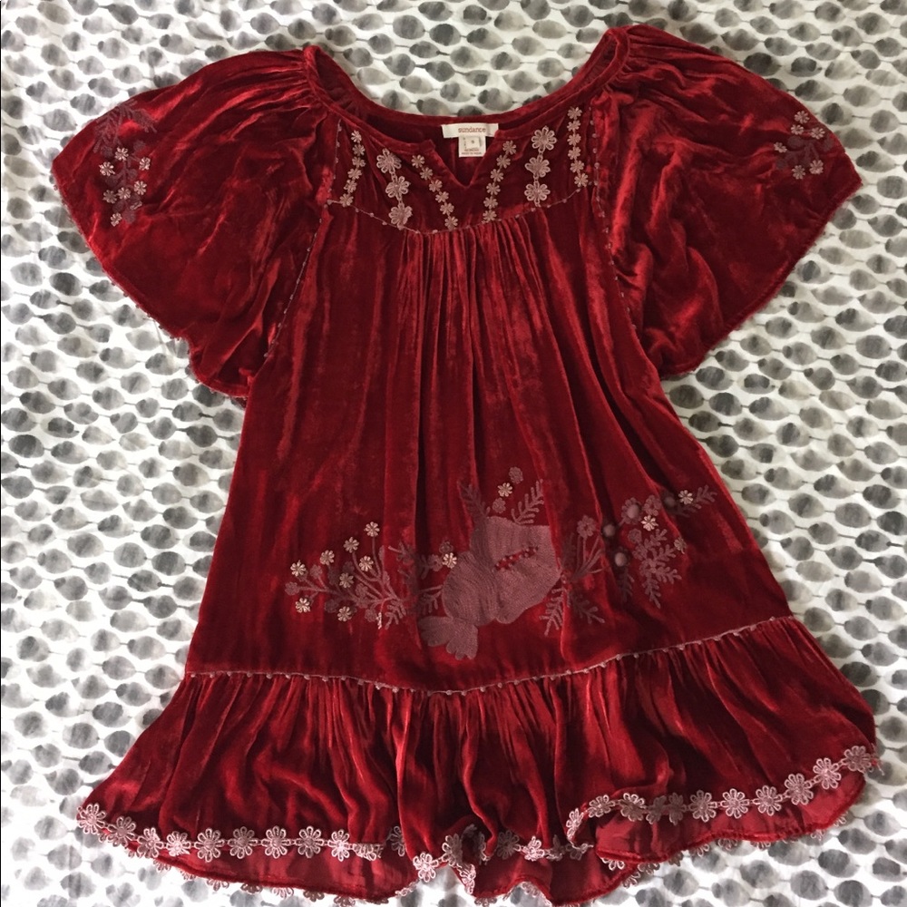 Red Sundance Tunic Boho Top Small